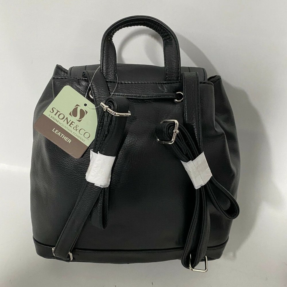 STONE MOUNTAIN TALIA BACKPACK GENUINE LEATHER BLK - Picture 2 of 3